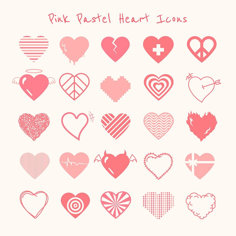 Heart icons watercolor set Royalty Free Vector Image