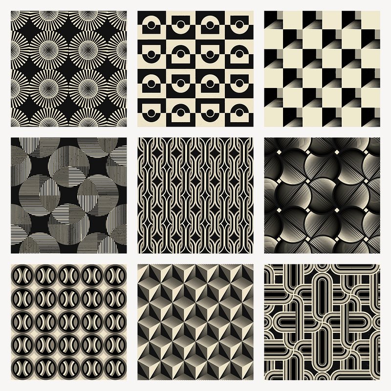 Tile in Abstract Black White