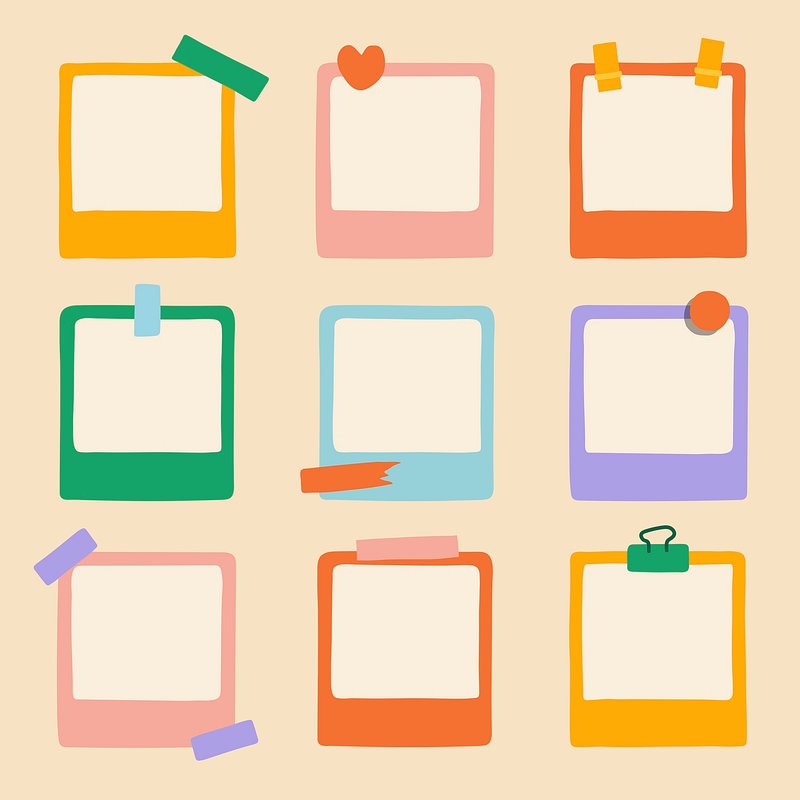 Colorful instant frame sticker, vintage | Free PSD - rawpixel