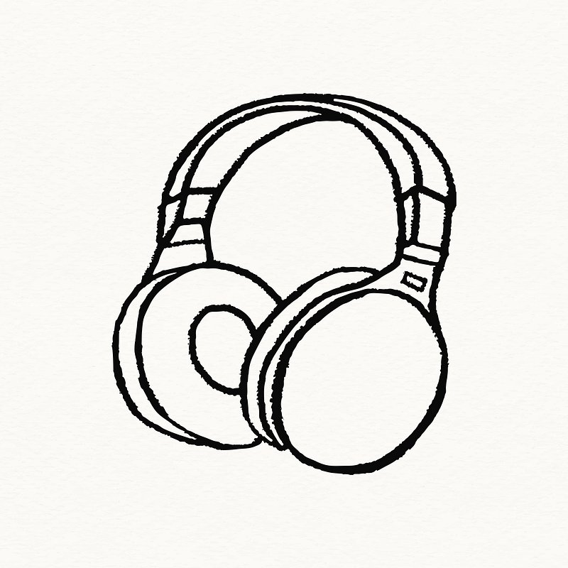 vector doodle illustration of head wired music headphones on a white  background. notes. 11061039 Vector Art at Vecteezy