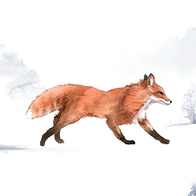 Hand-drawn fox in the snow | Free Vector Illustration - rawpixel