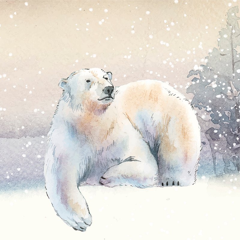 Hand-drawn polar bear in the snow | Free Vector Illustration - rawpixel