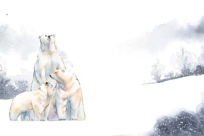 Polar bears in the snow | Free Vector Illustration - rawpixel