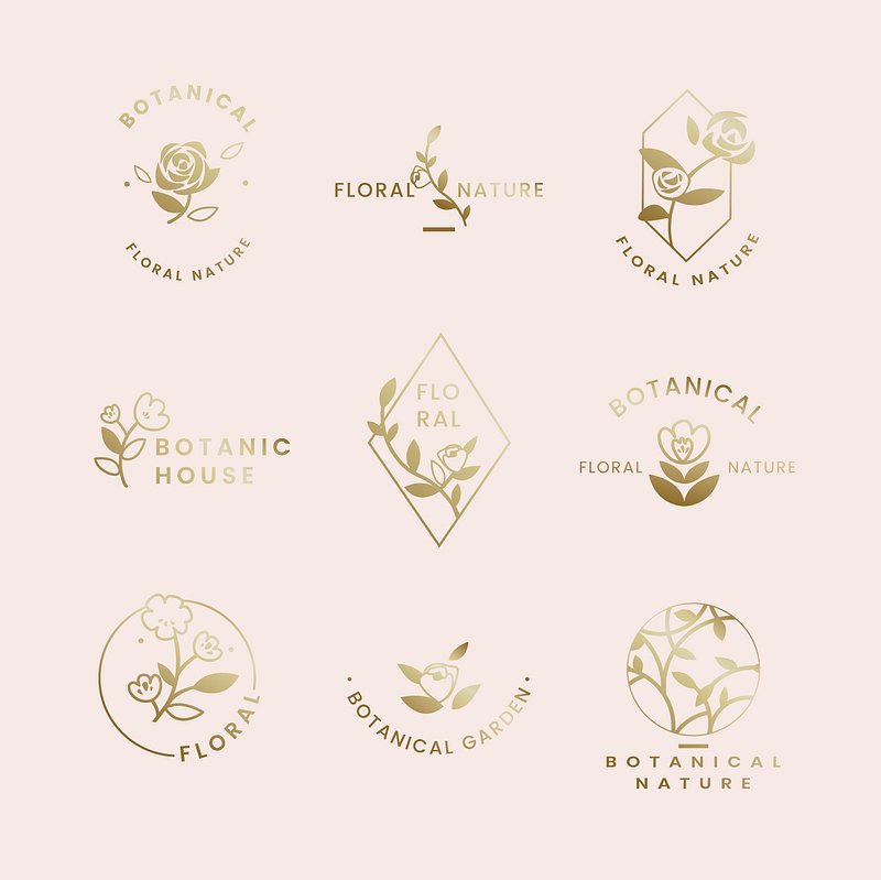 Free Vector  Minimal flower floral logo monogram set
