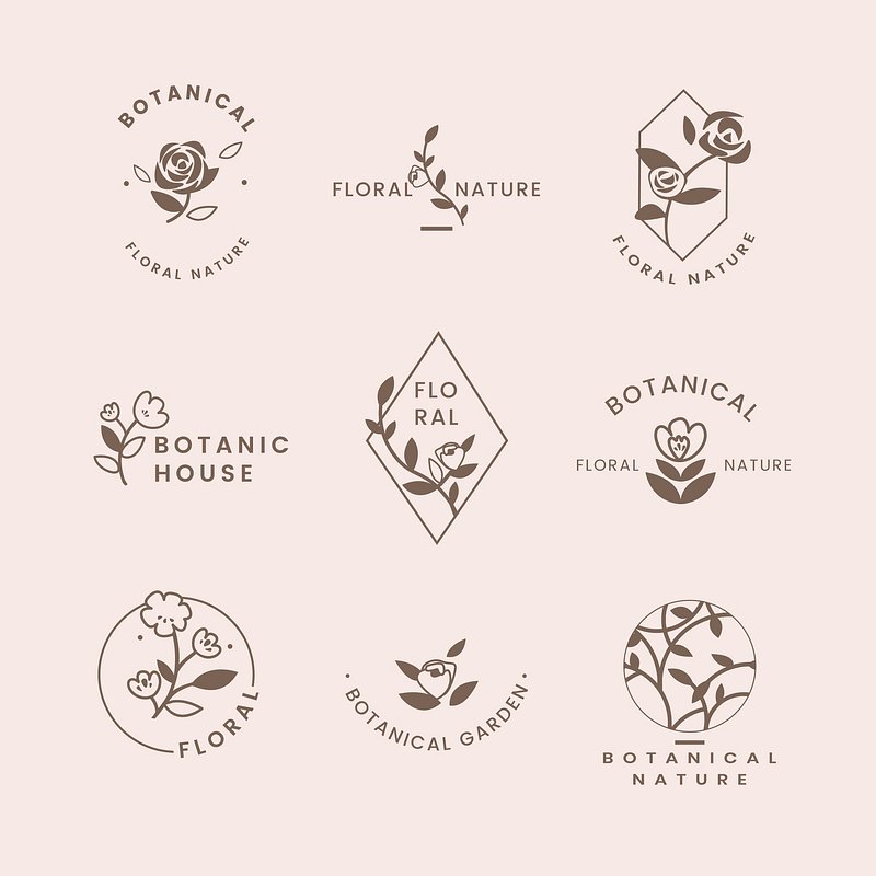 Free Vector  Minimal flower floral logo monogram set