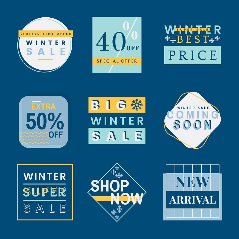 Значок зимняя распродажа. Badges Winter sale 2020.