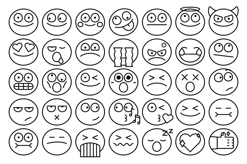 Emoticon facial expression collection vector | Free Vector - rawpixel