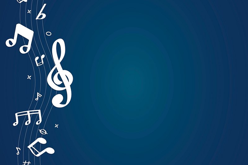 white music note on blue background