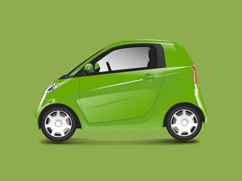 Compact green. Micro car. Van car Mockup.