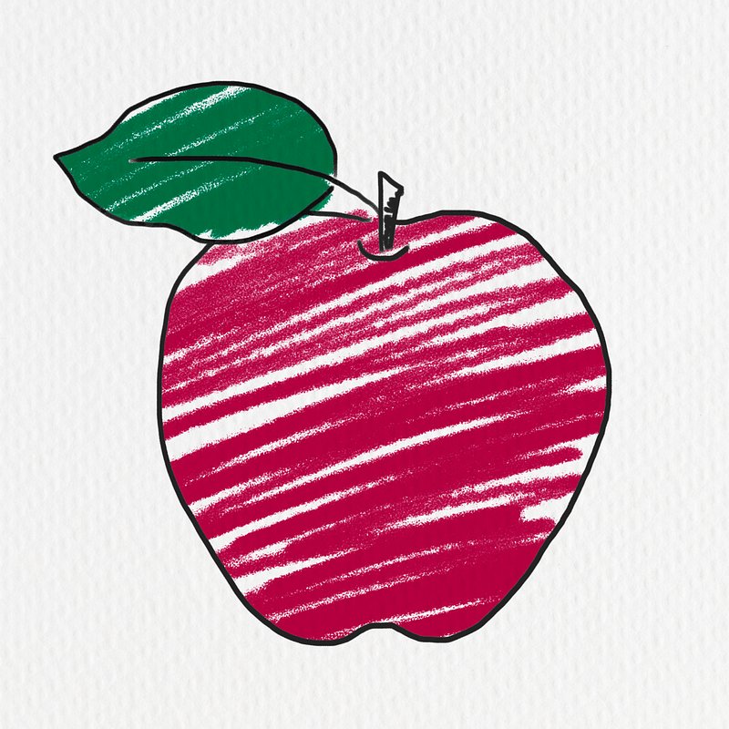 Red apple illustration crayon style | Premium PSD Illustration - rawpixel