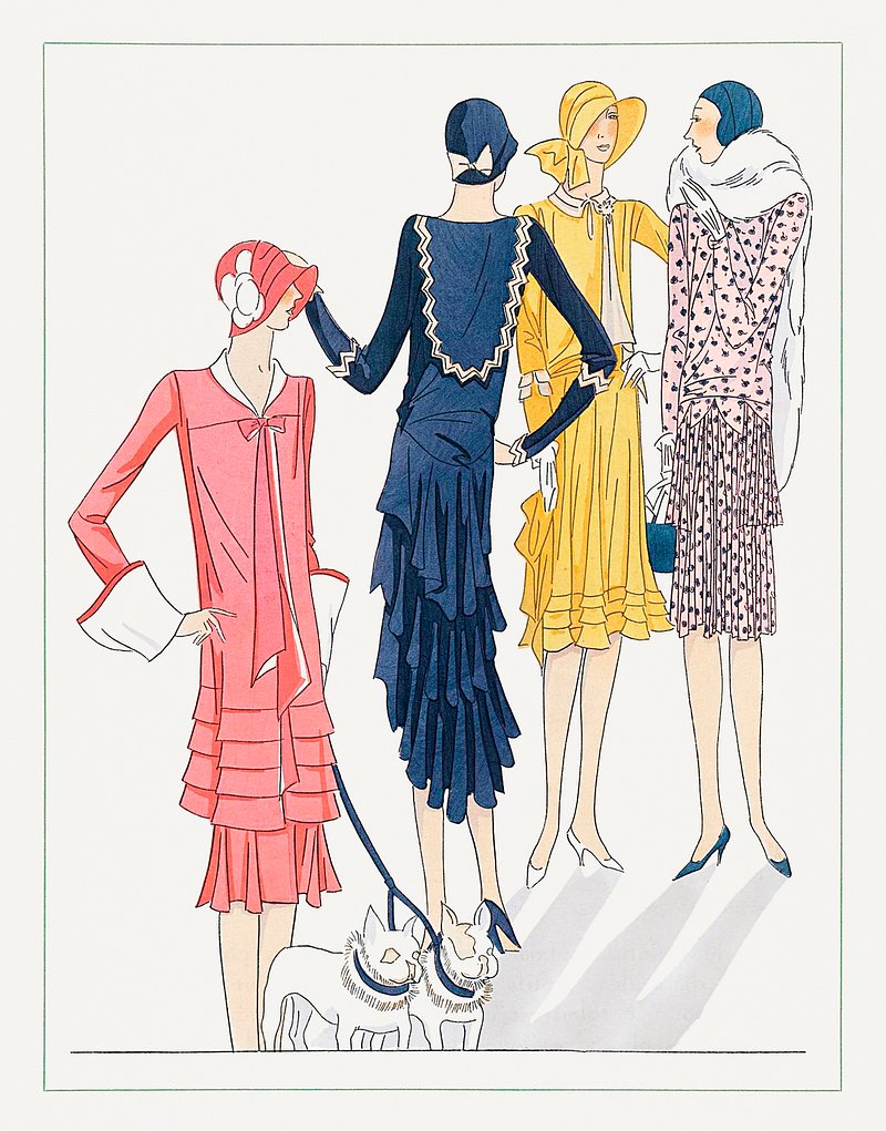 Several afternoon dresses (1929) fashion | Free Photo Illustration ...