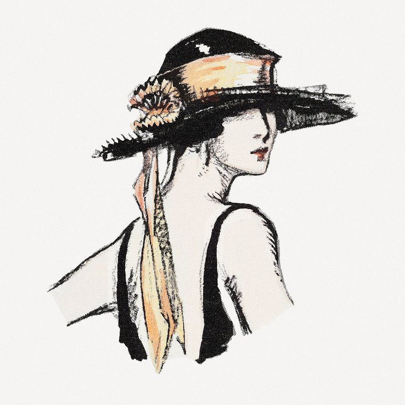 Vintage woman wearing hat psd | Premium PSD Illustration - rawpixel