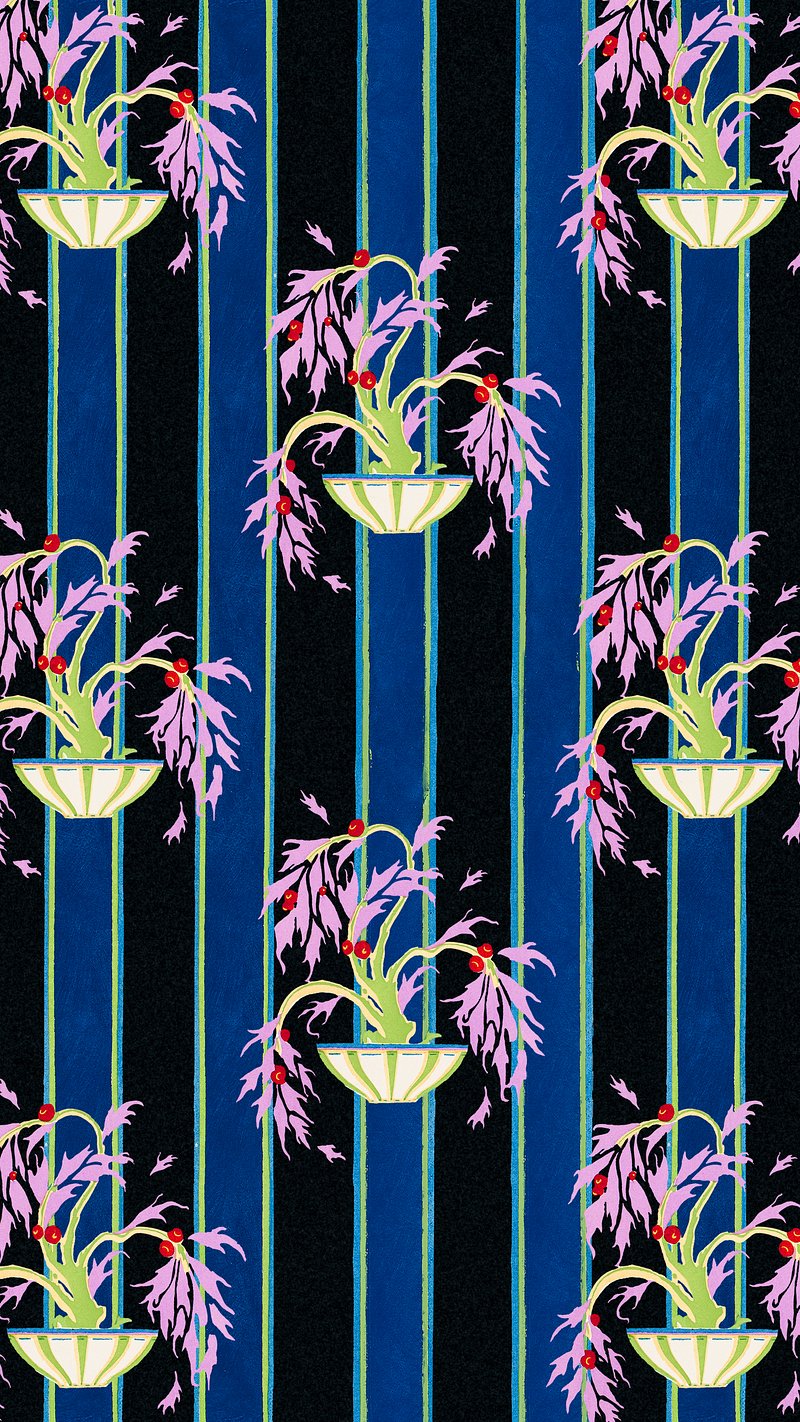 Art deco botanical mobile wallpaper, | Premium Photo Illustration - rawpixel