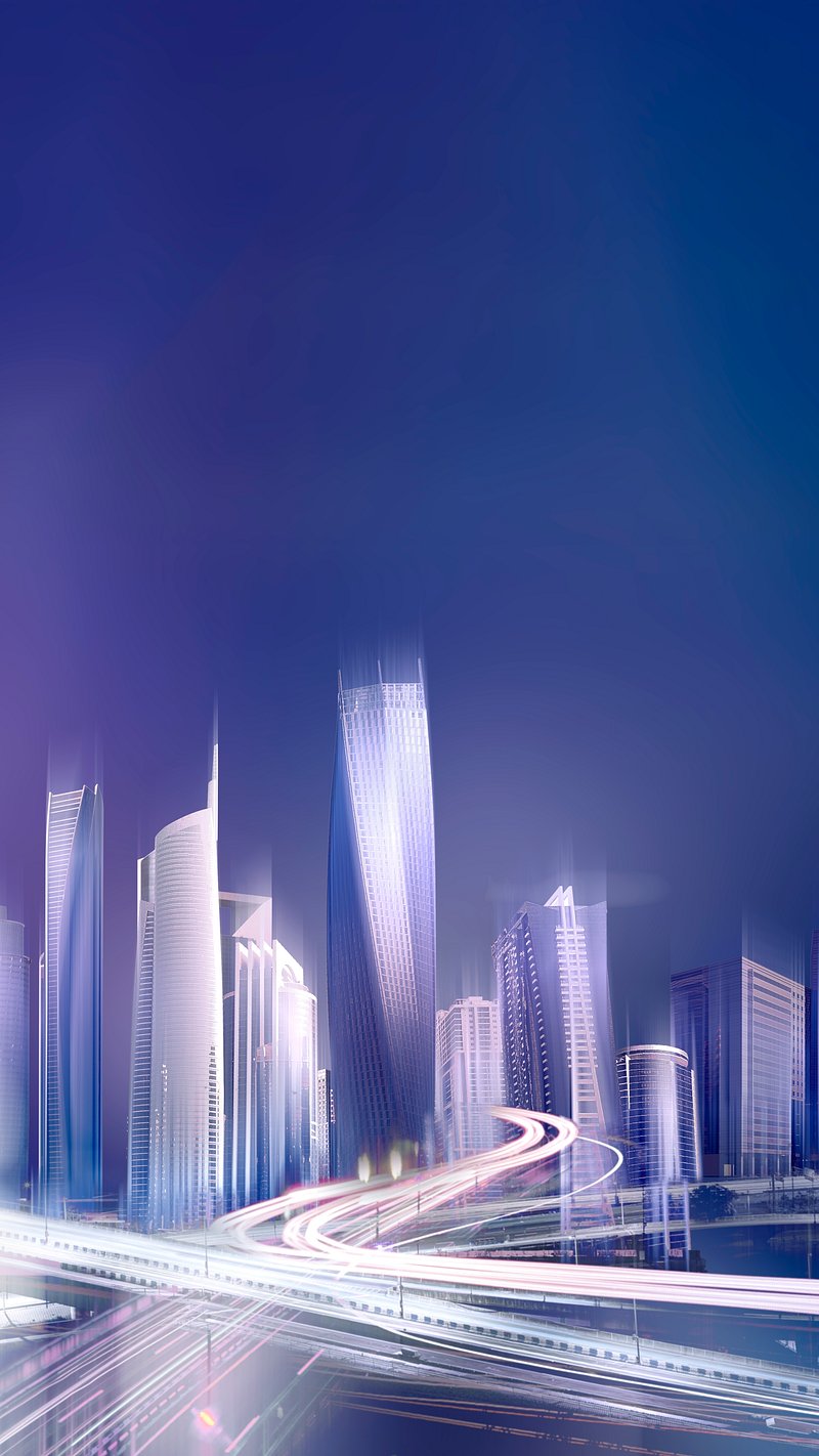 future city skyline night