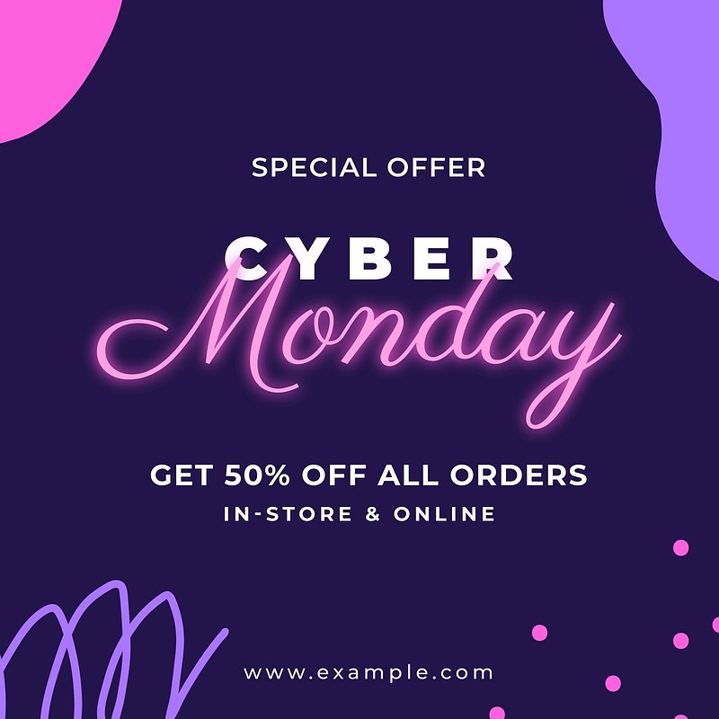 Cyber Monday sale template, neon | Free Vector Template - rawpixel