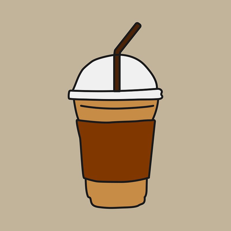 Premium Vector  A cup of iced coffee with a straw in it