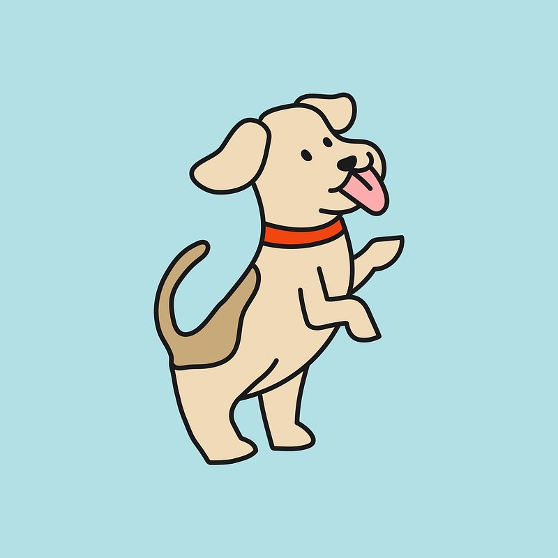 Simple minimalist cute dog cartoon illustration drawing Premium