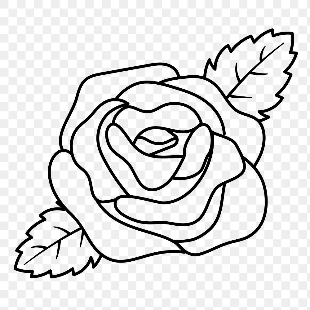 Rose png doodle sticker, black | Premium PNG - rawpixel