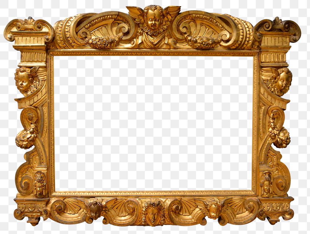 Gold photo png frame sticker, Free PNG rawpixel