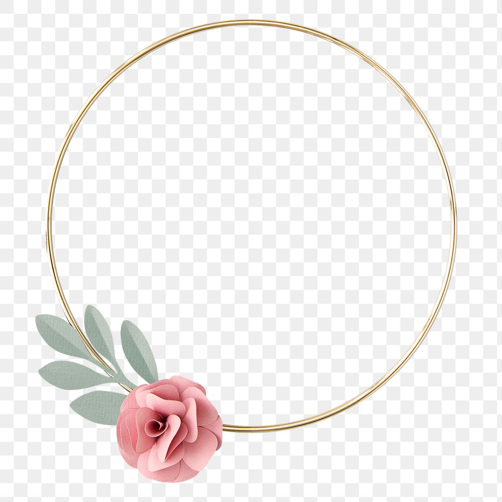 Pink flower png gold frame | Premium PNG - rawpixel