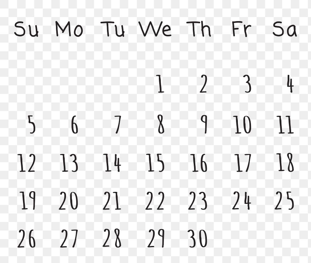 Blank Monthly Calendar Png