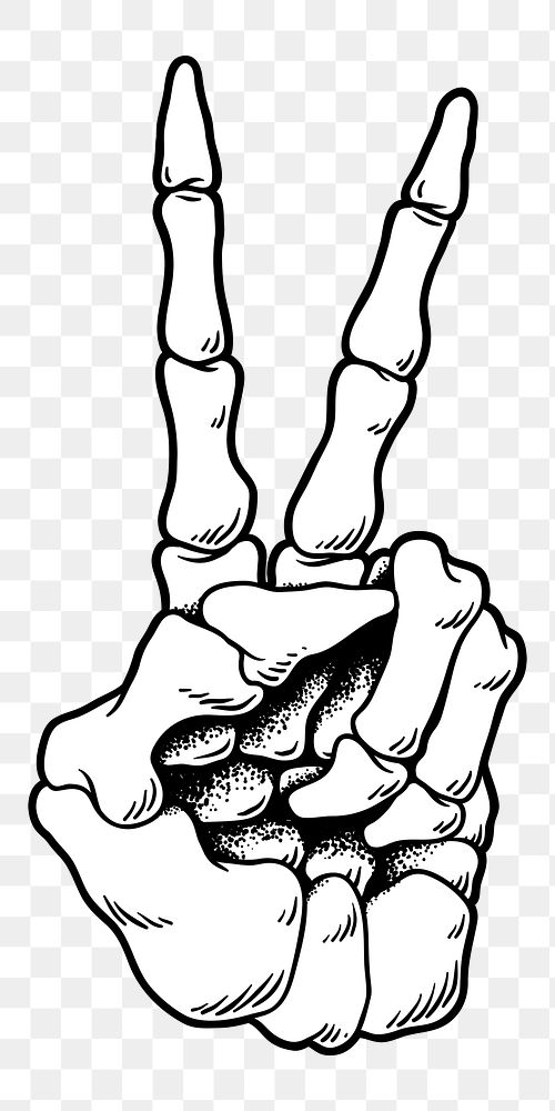 Skeleton peace sign png element, | Premium PNG - rawpixel