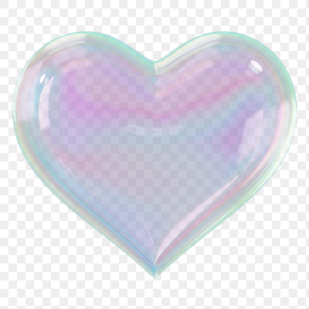 Iridescent heart png 3D element, | Premium PNG - rawpixel