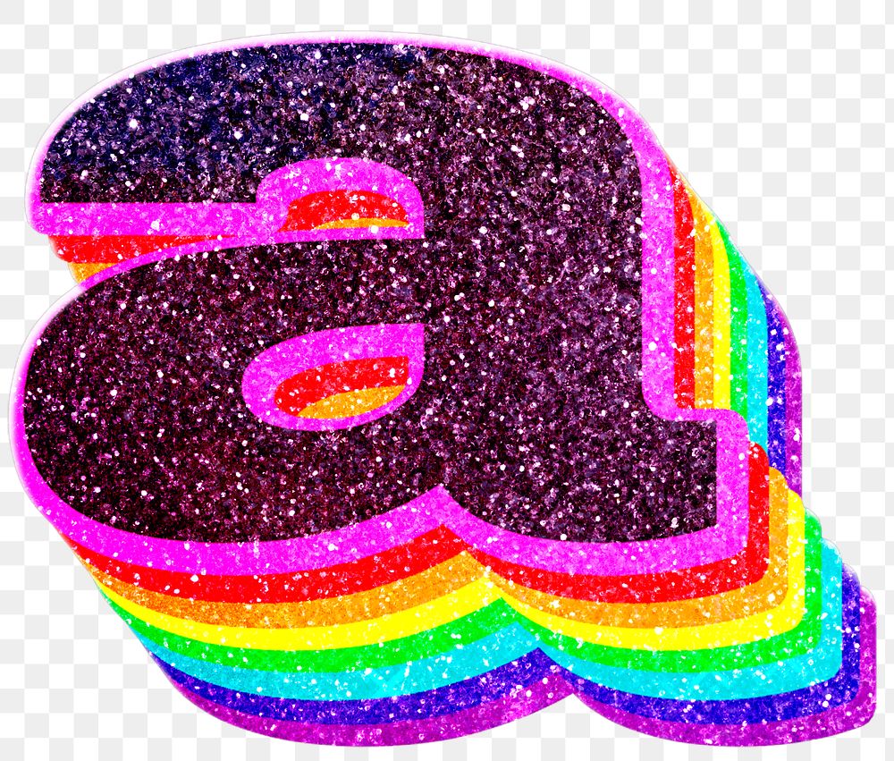 A letter layered rainbow glitter png sticker… | Free stock illustration ...