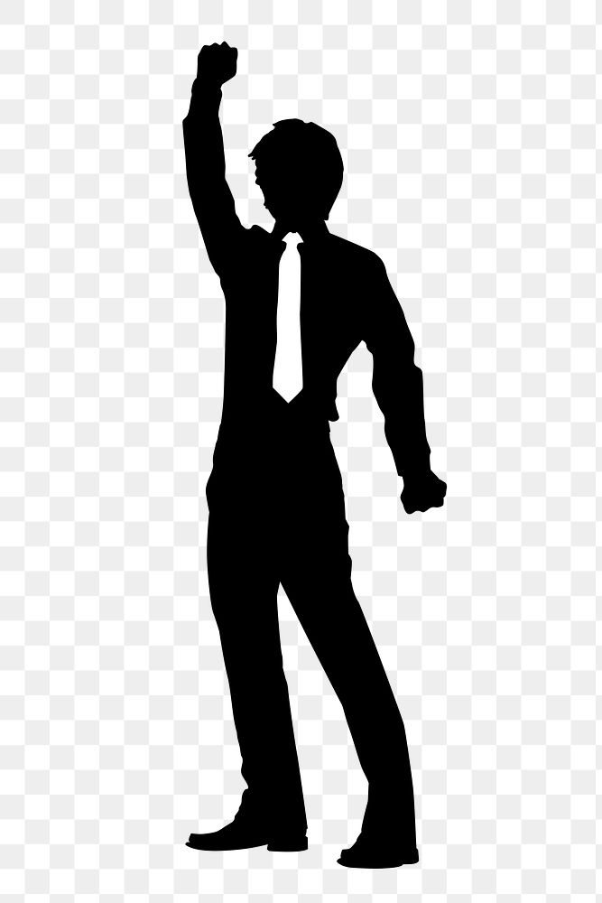 Businessman png raising fist silhouette, | Free PNG - rawpixel