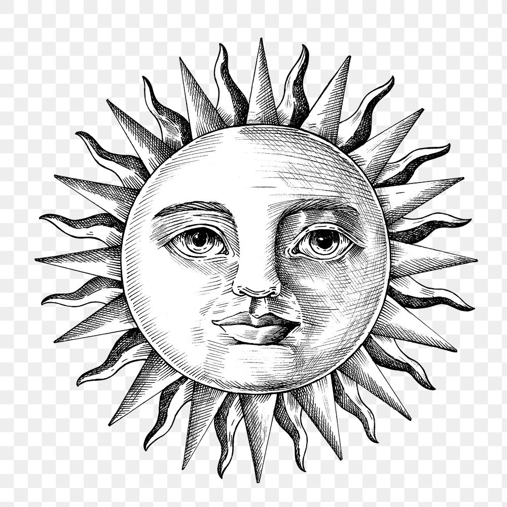 Hand drawn sun with a face | Premium PNG Sticker - rawpixel