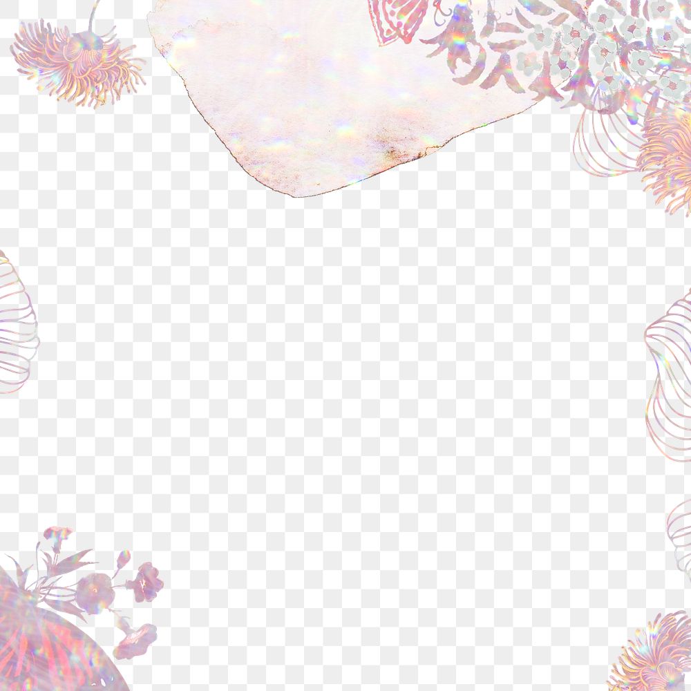 Pink Holographic Botanical Frame Design Free Png Rawpixel