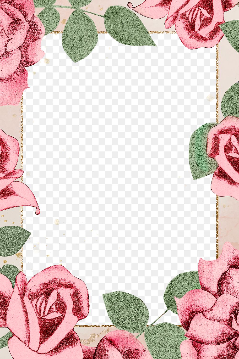 Vintage pink roses frame png | Free PNG - rawpixel