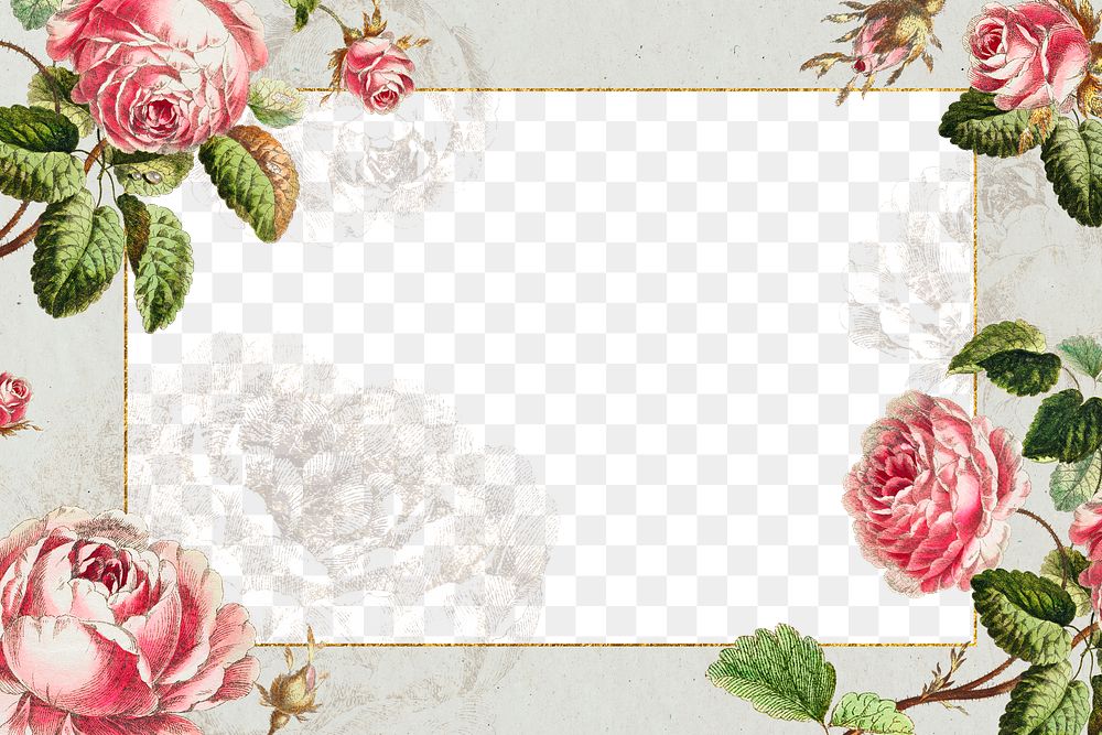 Vintage pink rose flower frame | Premium PNG - rawpixel