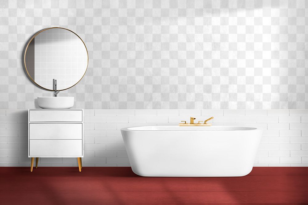 Modern bathroom wall mockup png | Free PNG - rawpixel