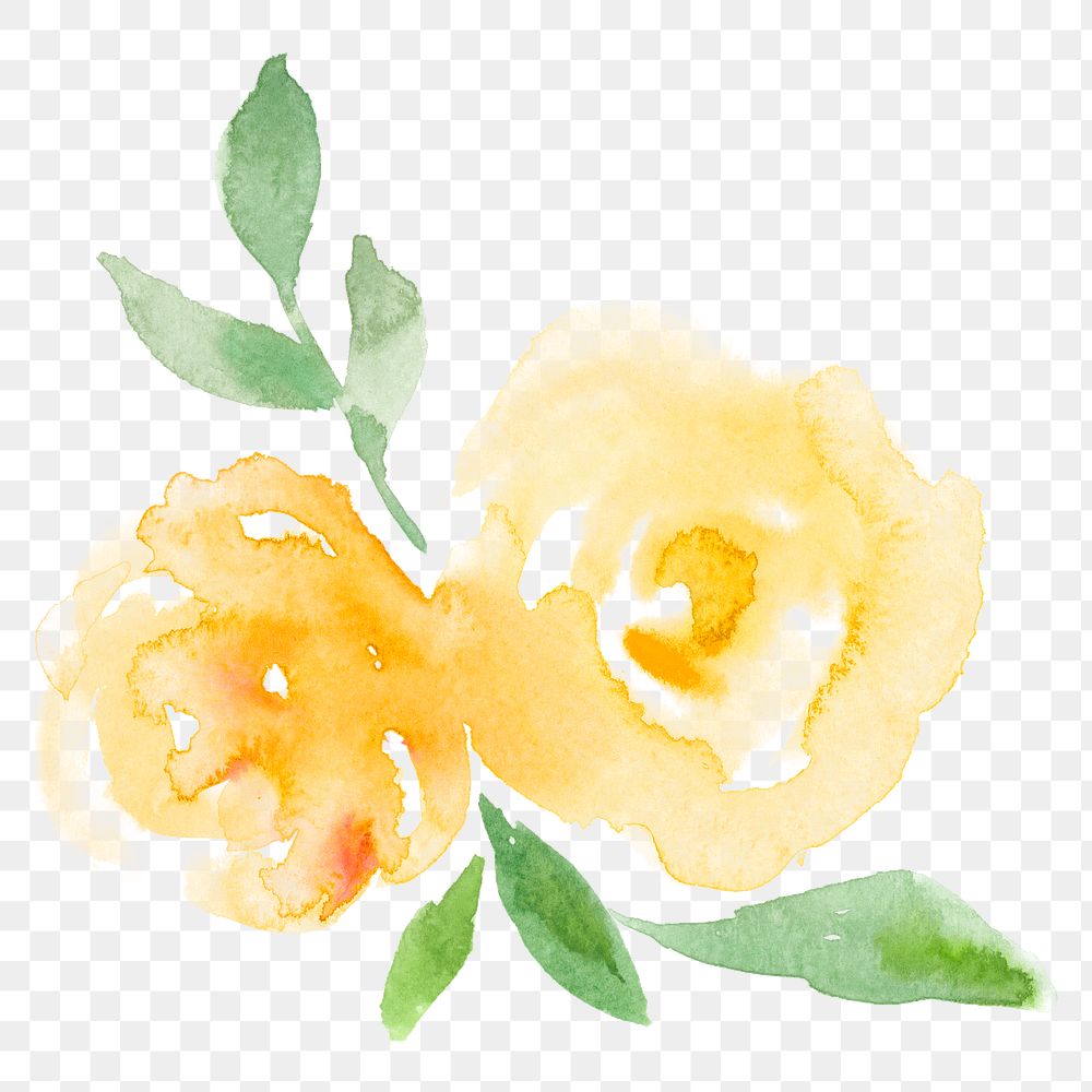 Yellow png rose flower watercolor | Premium PNG Sticker - rawpixel