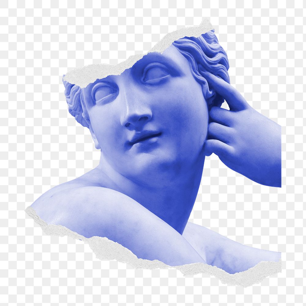 Statue png sticker, blue ripped | Premium PNG - rawpixel