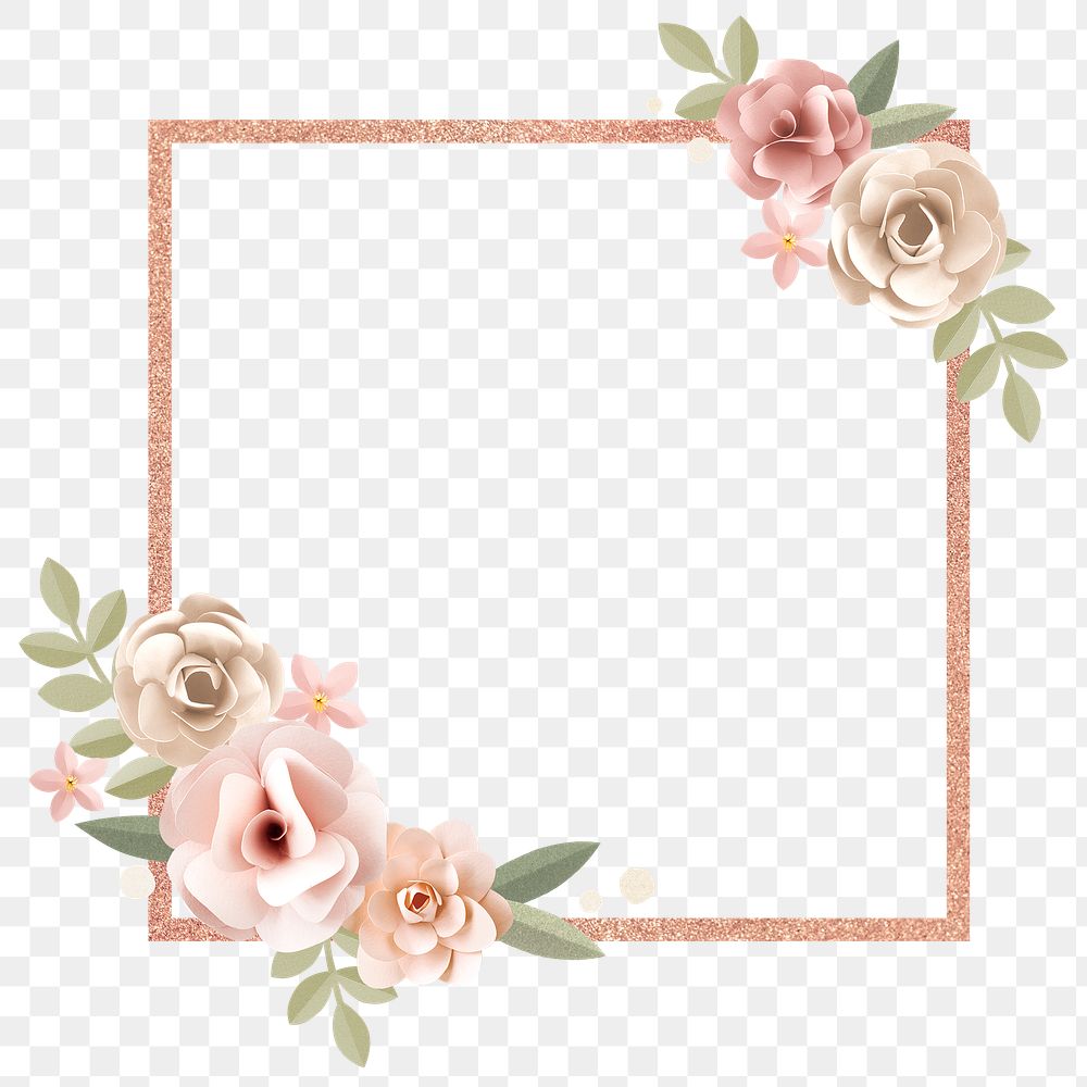 Floral square frame design element | Premium PNG - rawpixel