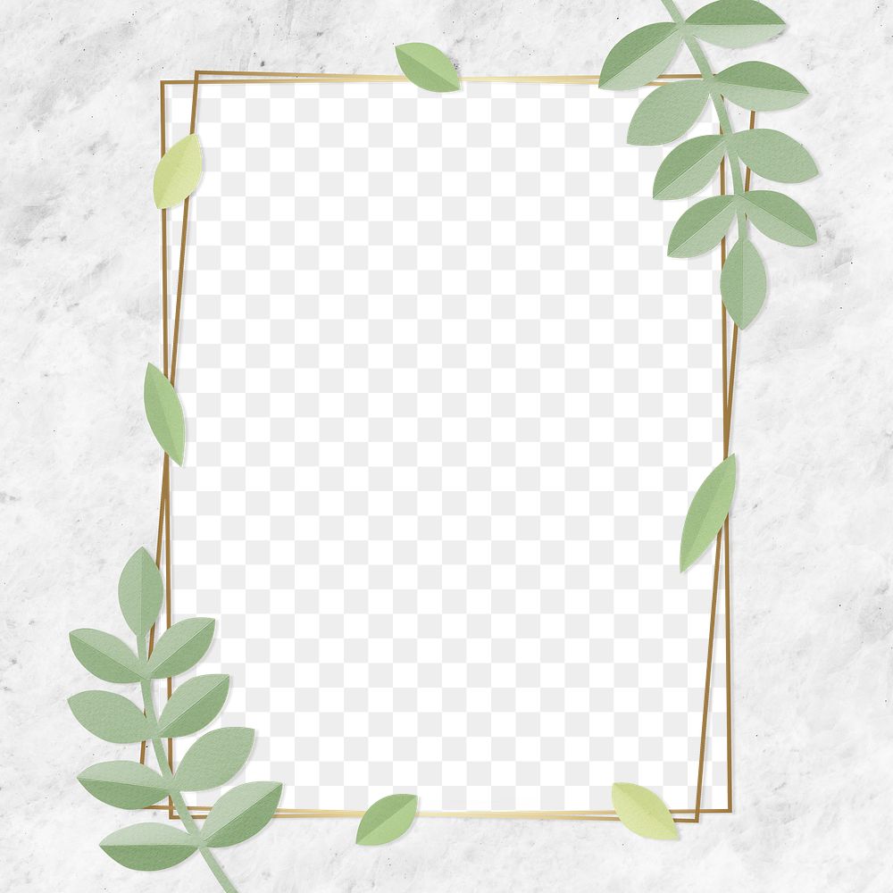 Leafy rectangle golden frame design | Premium PNG - rawpixel