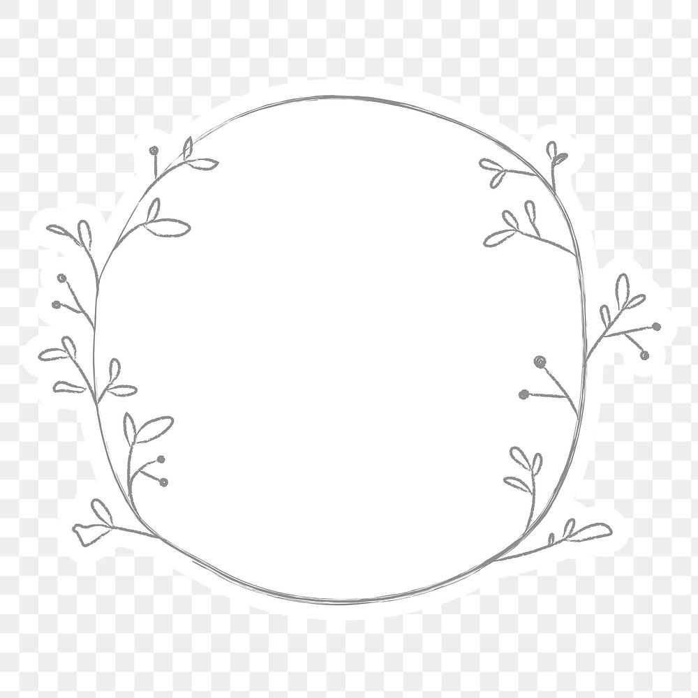 Leafy doodle frame design element | Free PNG Sticker - rawpixel