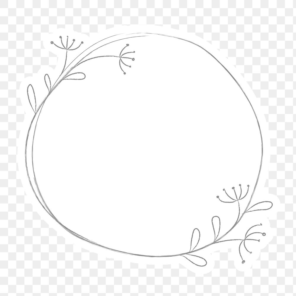 Leafy doodle frame design element | Free PNG Sticker - rawpixel