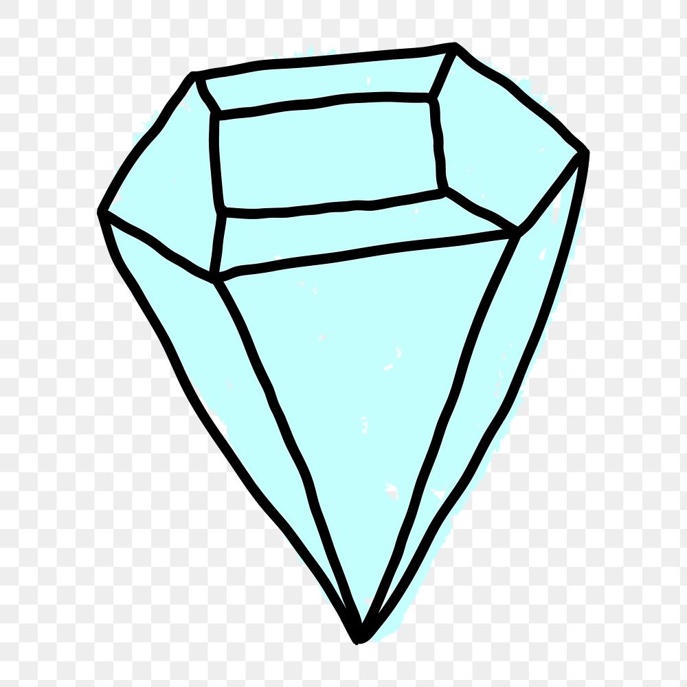 Hand drawn blue diamond design | Free PNG Sticker - rawpixel