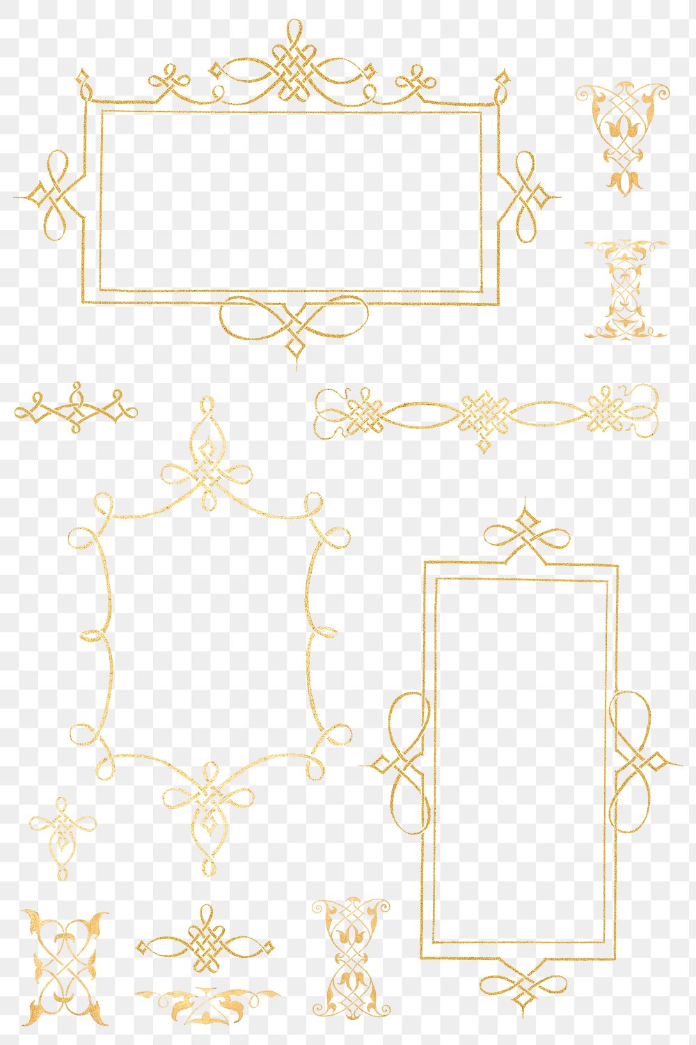 Gold filigree frame set png, | Free PNG - rawpixel