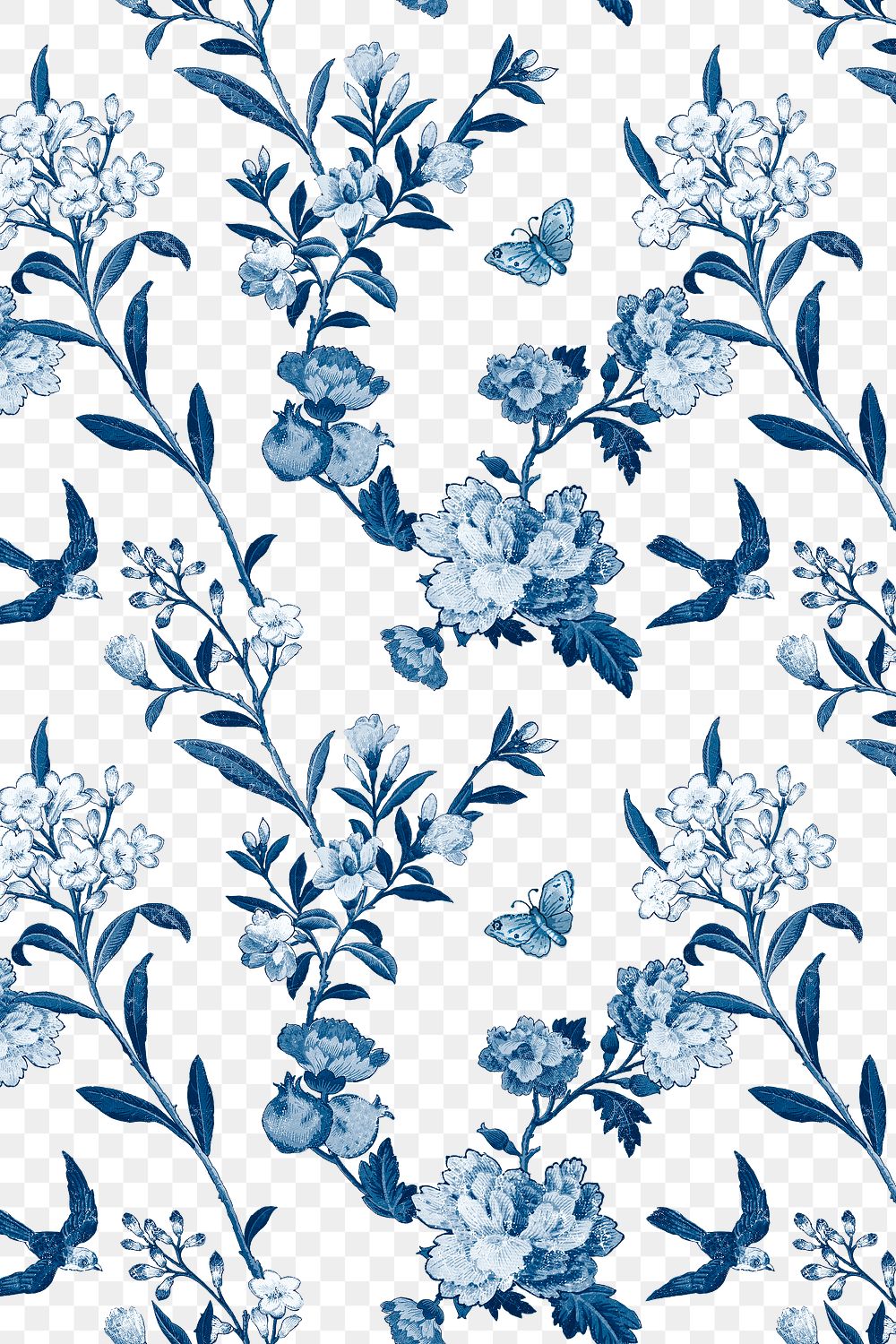 Png blue verbena floral pattern | Premium PNG - rawpixel