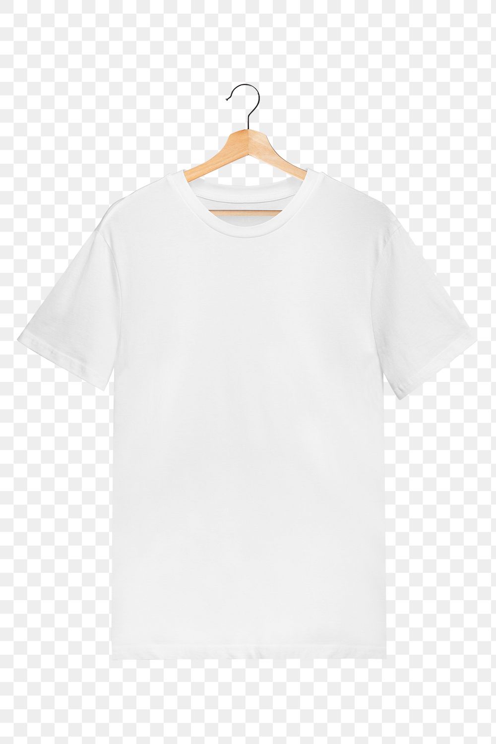 Png white t-shirt mockup on a wooden | Premium PNG Sticker - rawpixel