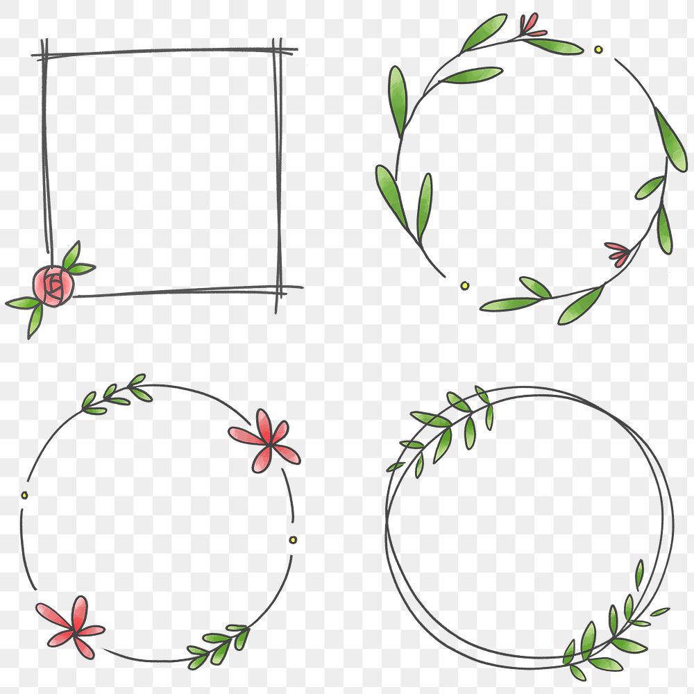 Floral frame set transparent png | Premium PNG - rawpixel