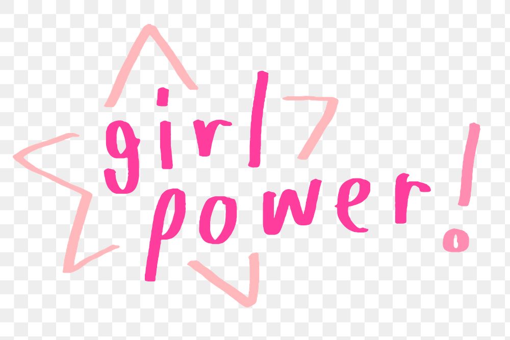 Girl power! doodle typography design | Free PNG Sticker - rawpixel