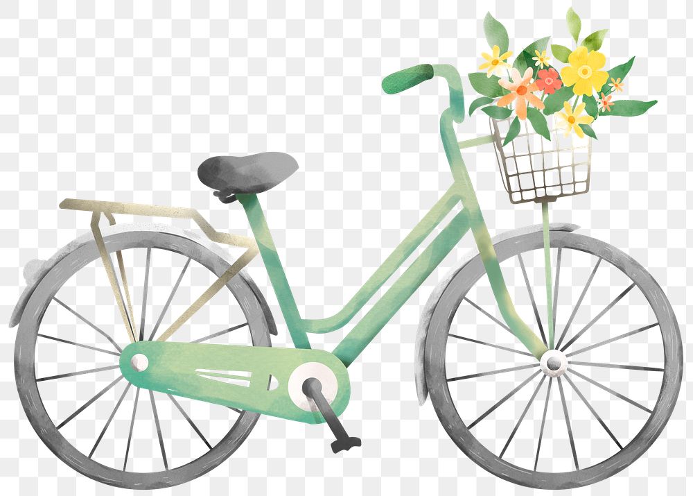 Bicycle png delivering flowers design | Premium PNG Sticker - rawpixel