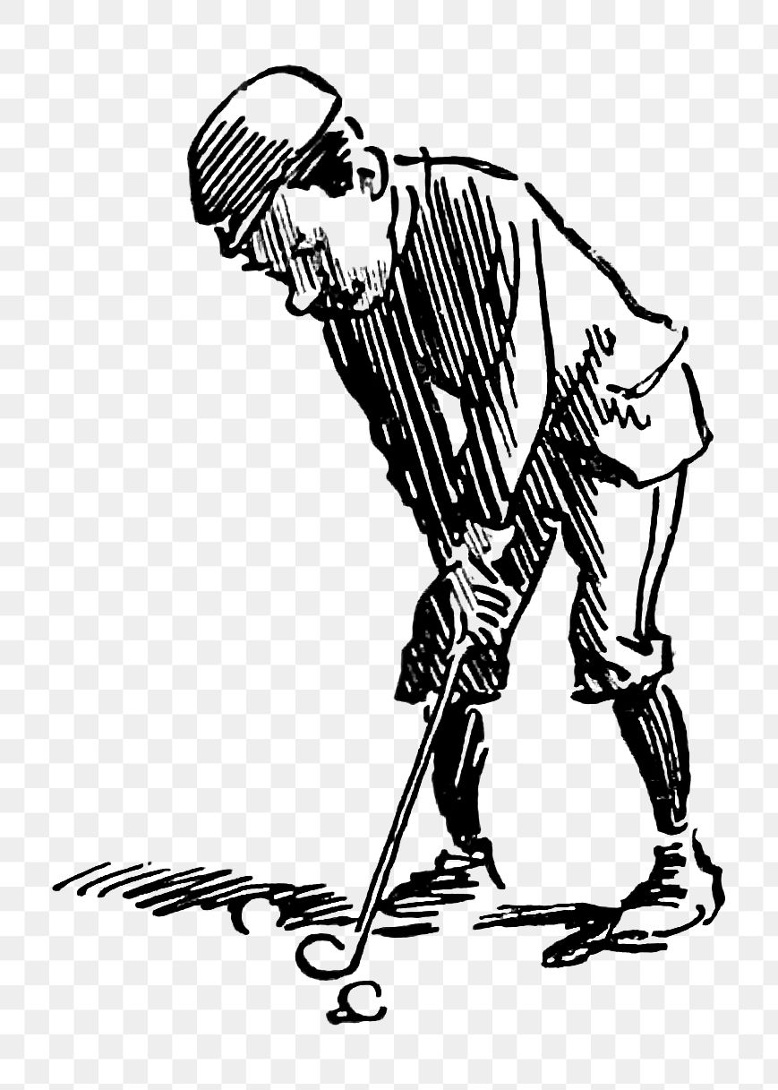 Drawing of a golfer | Free PNG Sticker - rawpixel