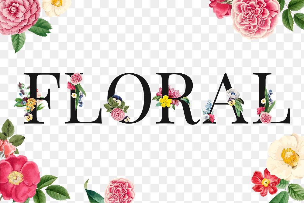 Flower decorated Floral word typography Free PNG Sticker rawpixel