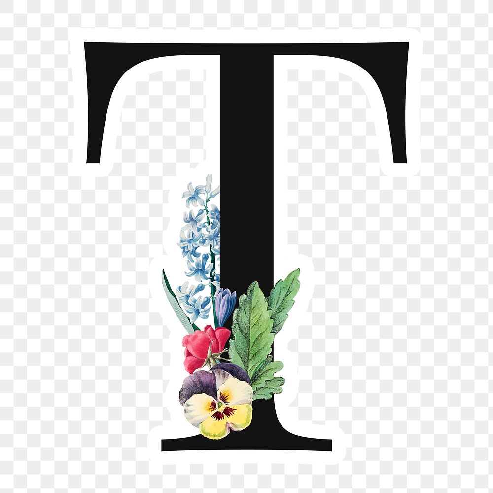 Flower decorated capital letter T | Free PNG Sticker - rawpixel